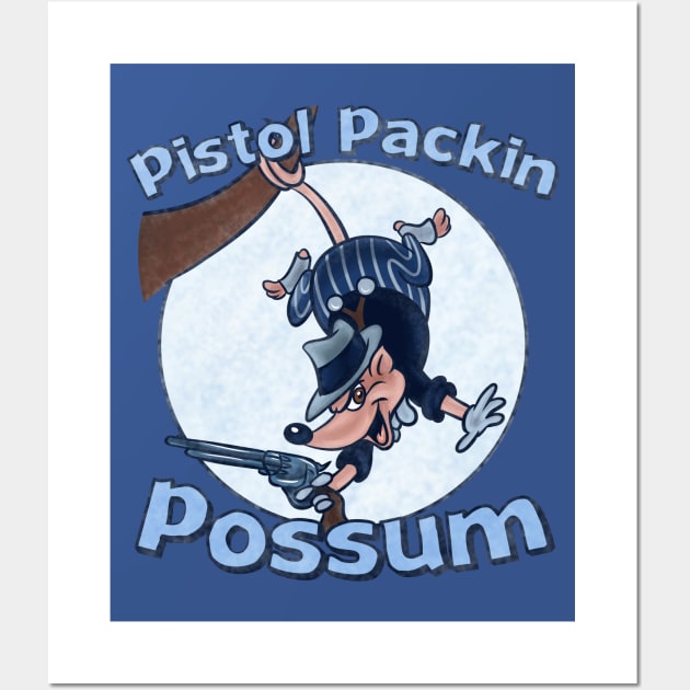 Pistol Packin Possum Wall Art by Ellador